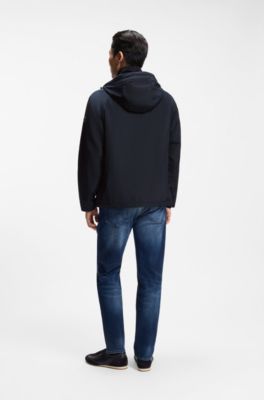 Regular-fit hooded jacket with water-repellent finish, Dark Blue