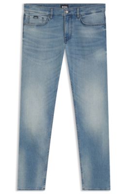 Delaware slim-fit jeans in performance-stretch denim, Turquoise