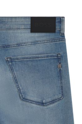 Delaware slim-fit jeans in performance-stretch denim, Turquoise
