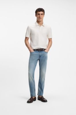 Vaqueros Delaware slim fit en tejido vaquero el&aacute;stico t&eacute;cnico, Turquesa