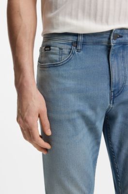Delaware slim-fit jeans in performance-stretch denim, Turquoise