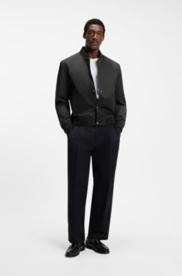 Water-repellent jacket with monogram-patterned sleeves, Black