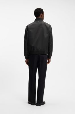 Water-repellent jacket with monogram-patterned sleeves, Black