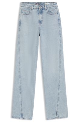 High-rise wide-leg jeans, Light Blue