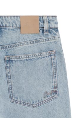 High-rise wide-leg jeans, Light Blue