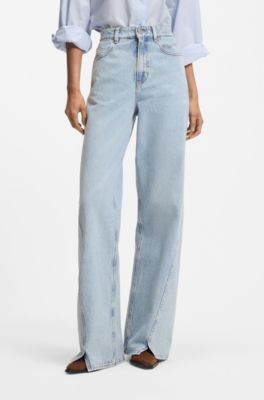 High-rise wide-leg jeans, Light Blue