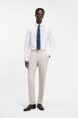 Camisa slim fit BOSS BY BECKHAM en algod&oacute;n, Blanco