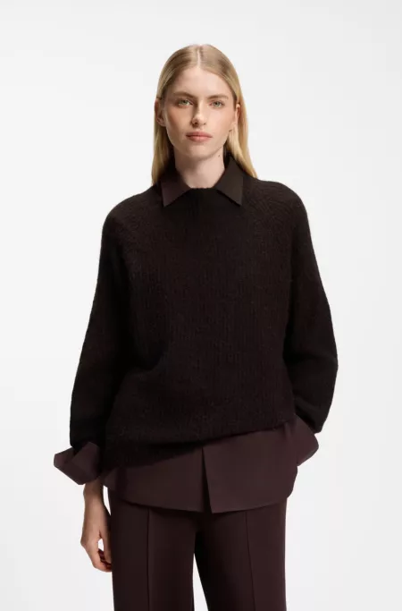 Alpaca-blend sweater with mock neck