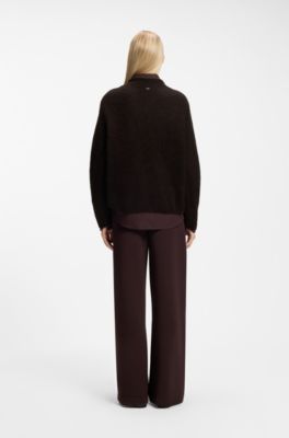 Alpaca-blend sweater with mock neck, Brown