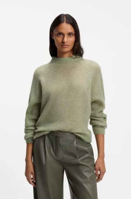 Alpaca-blend sweater with mock neck