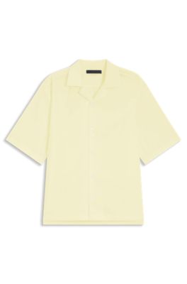 Camisa relaxed fit BOSS BY BECKHAM en tejido fluido, Desbordamiento de color beige