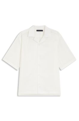 Camisa relaxed fit BOSS BY BECKHAM en tejido fluido, Desbordamiento de color beige