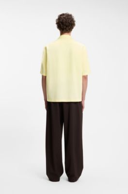 Camisa relaxed fit BOSS BY BECKHAM en tejido fluido, Desbordamiento de color beige