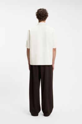 Camisa relaxed fit BOSS BY BECKHAM en tejido fluido, Desbordamiento de color beige