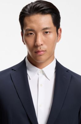 Slim-fit blazer in performance stretch fabric, Dark Blue