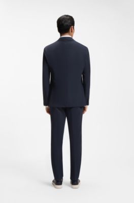 Slim-fit blazer in performance stretch fabric, Dark Blue