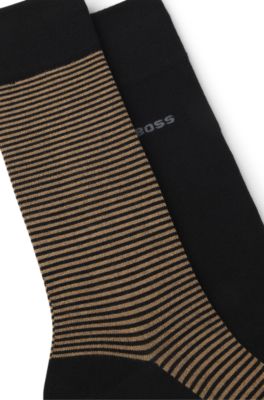Paquete de dos pares de calcetines de largo est&aacute;ndar con logo, Negro