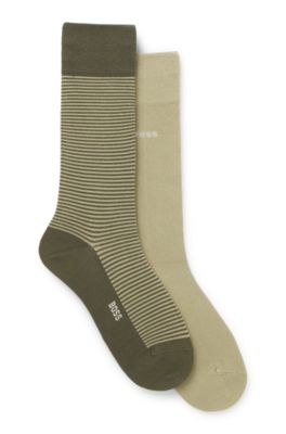 Paquete de dos pares de calcetines de largo est&aacute;ndar con logo, Verde