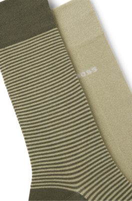 Paquete de dos pares de calcetines de largo est&aacute;ndar con logo, Verde