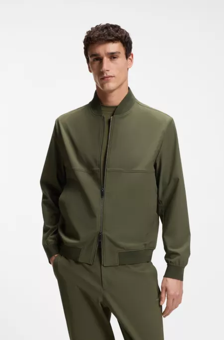 Slim-fit jacket in micro-patterned stretch fabric