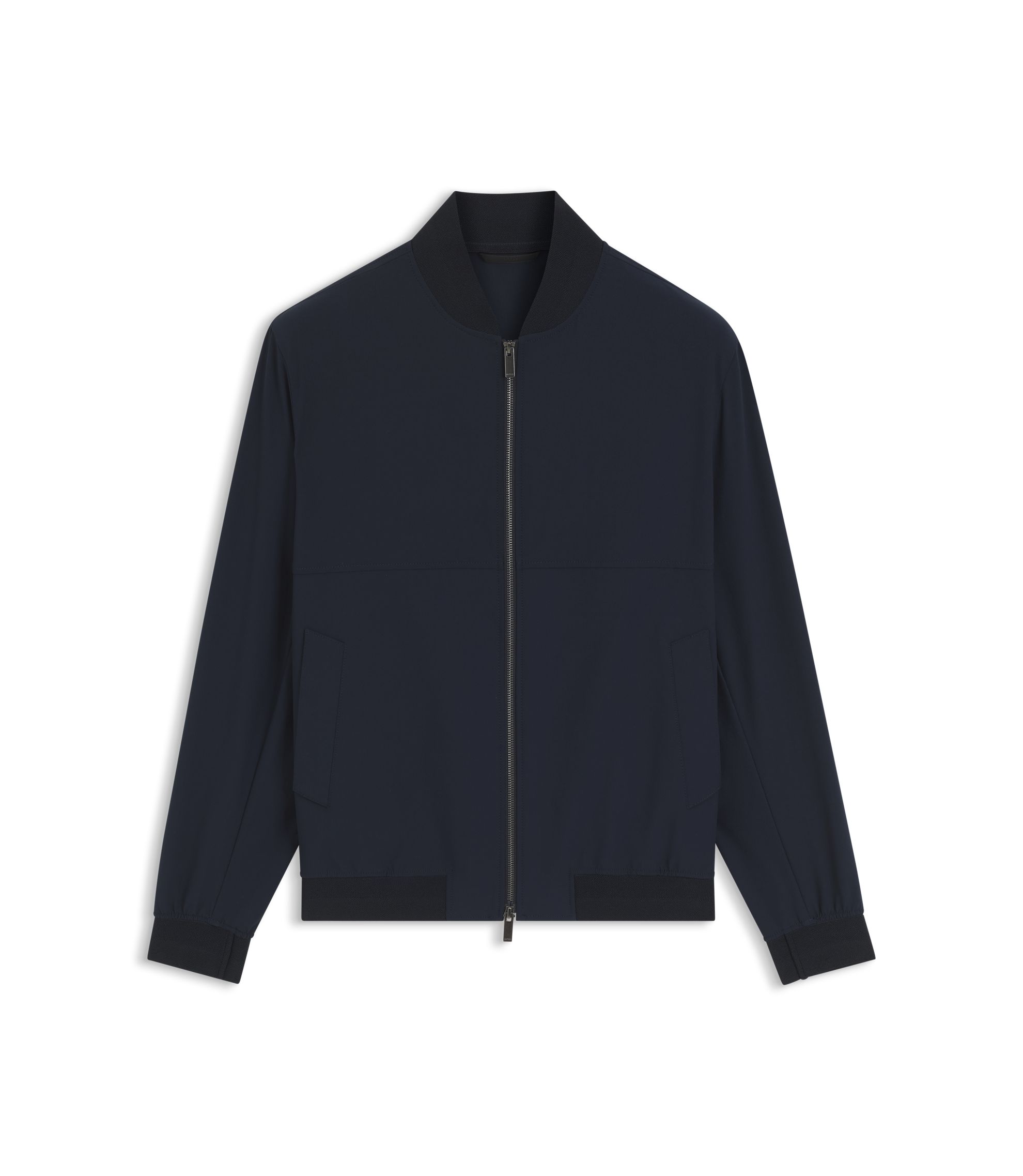 BOSS - Slim-fit jacket in micro-patterned stretch fabric - Dark Blue