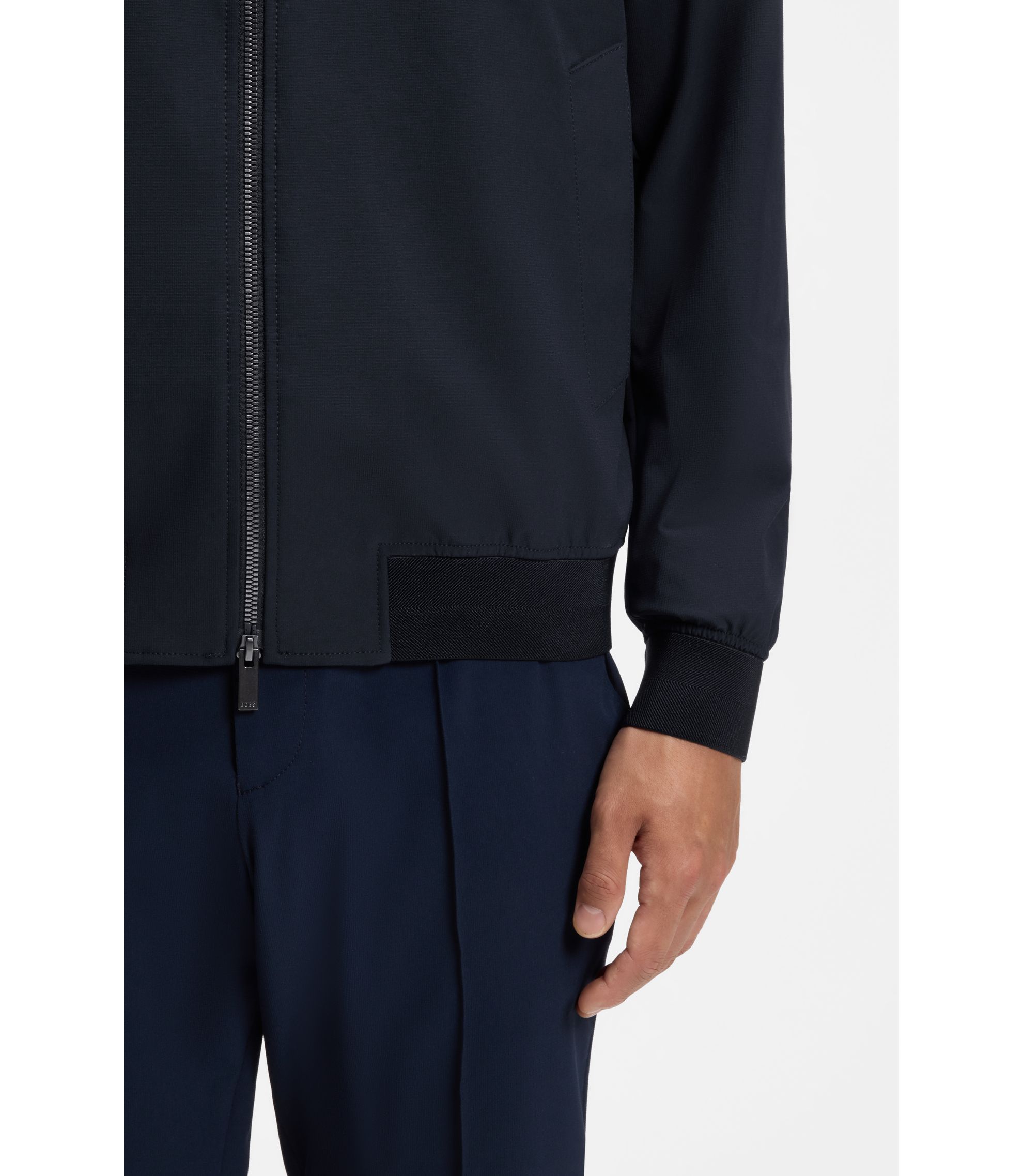 BOSS - Slim-fit jacket in micro-patterned stretch fabric - Dark Blue