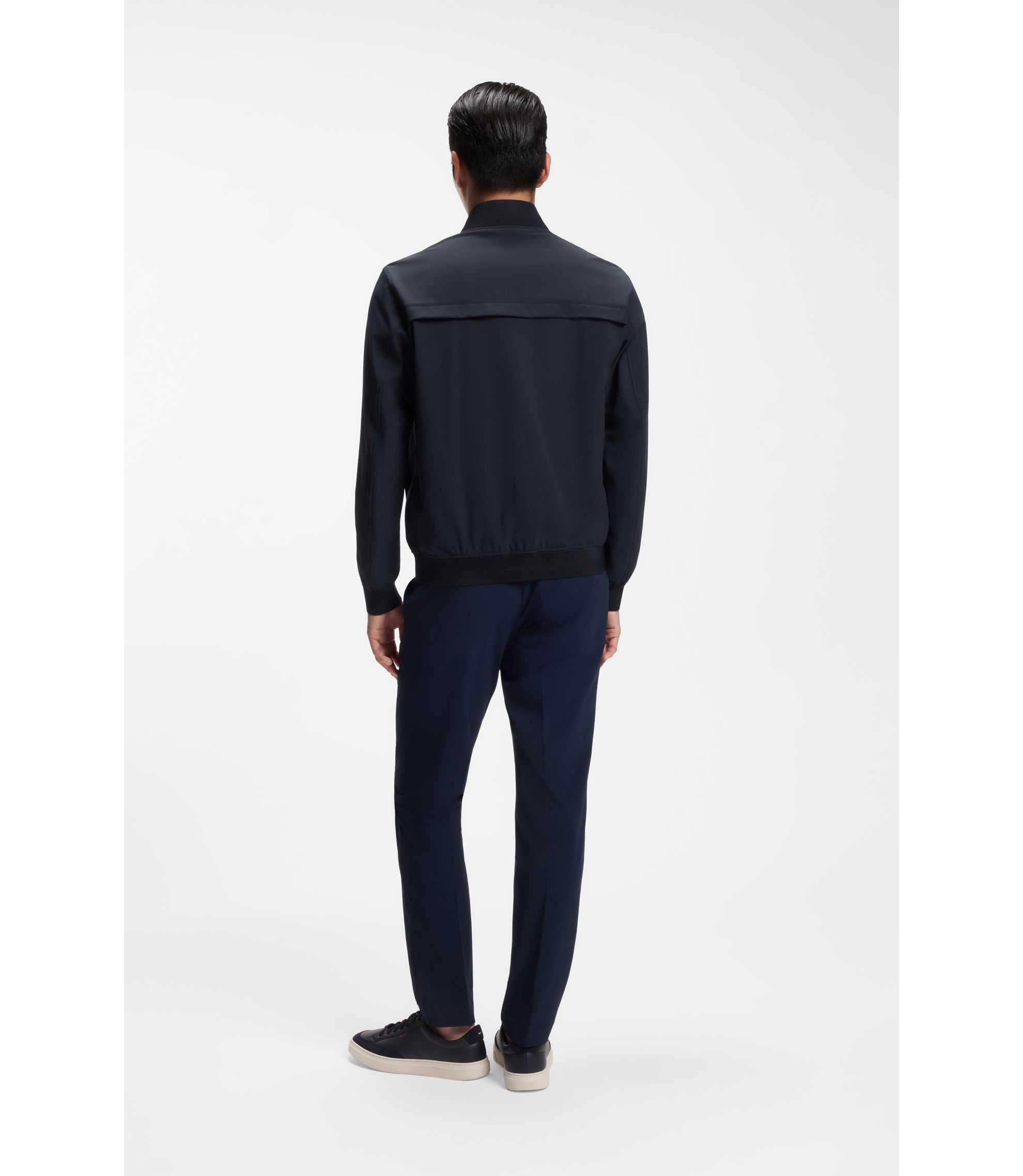 BOSS - Slim-fit jacket in micro-patterned stretch fabric - Dark Blue