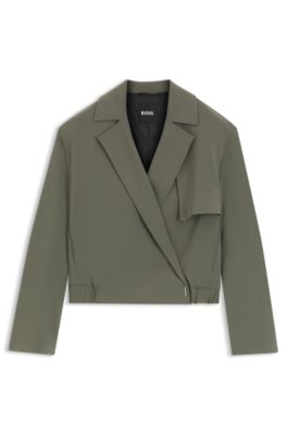 Chaqueta relaxed fit de crep&eacute; japon&eacute;s, Verde oscuro