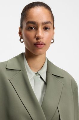 Chaqueta relaxed fit de crep&eacute; japon&eacute;s, Verde oscuro