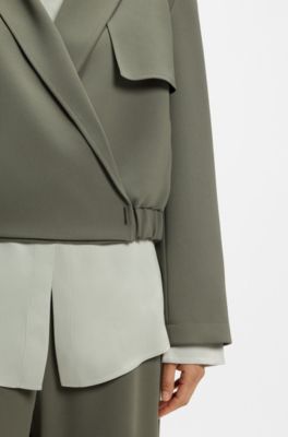 Chaqueta relaxed fit de crep&eacute; japon&eacute;s, Verde oscuro