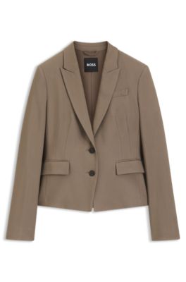 Slim-fit blazer in stretch gabardine, Brown