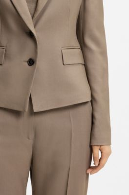 Slim-fit blazer in stretch gabardine, Brown
