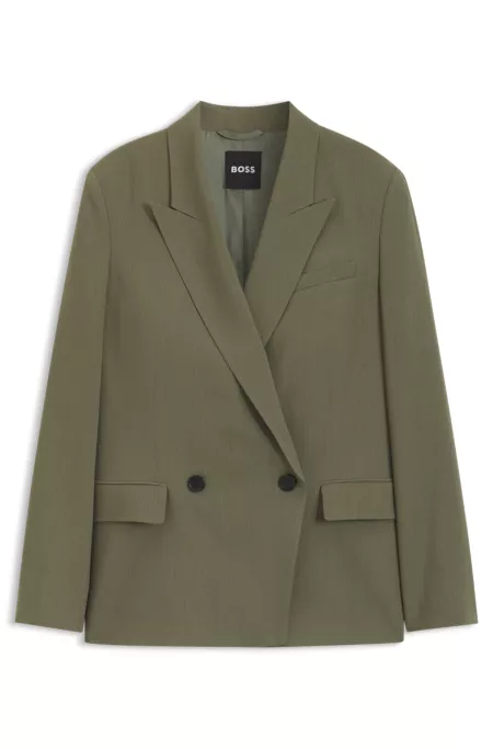Regular-fit blazer in pinstripe stretch crepe