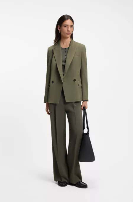 Regular-fit blazer in pinstripe stretch crepe