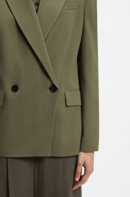 Regular-fit blazer in pinstripe stretch crepe, Patterned