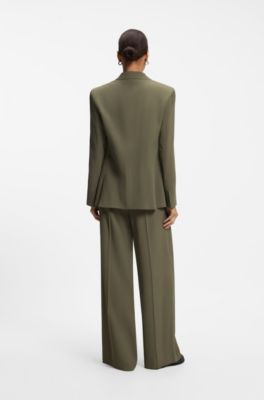 Regular-fit blazer in pinstripe stretch crepe, Green