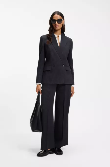 Regular-fit blazer in pinstripe stretch crepe