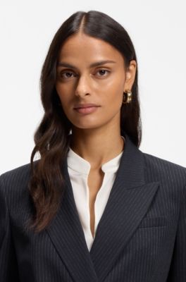 Blazer regular fit en crep&eacute; el&aacute;stico con raya diplom&aacute;tica, Fantas&iacute;a