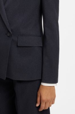 Blazer regular fit en crep&eacute; el&aacute;stico con raya diplom&aacute;tica, Fantas&iacute;a