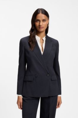 Blazer regular fit en crep&eacute; el&aacute;stico con raya diplom&aacute;tica, Fantas&iacute;a