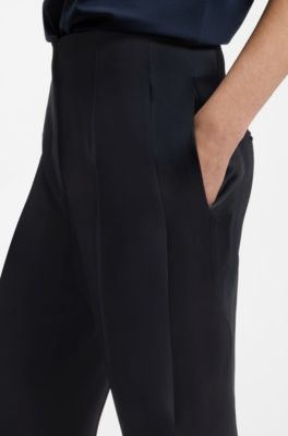 Straight-fit pants in matte fabric, Dark Blue