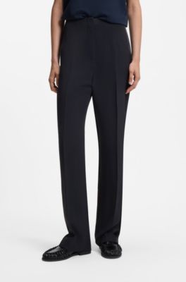 Straight-fit pants in matte fabric, Dark Blue
