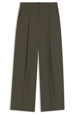 Regular-fit pants in pinstripe stretch crepe, Patterned