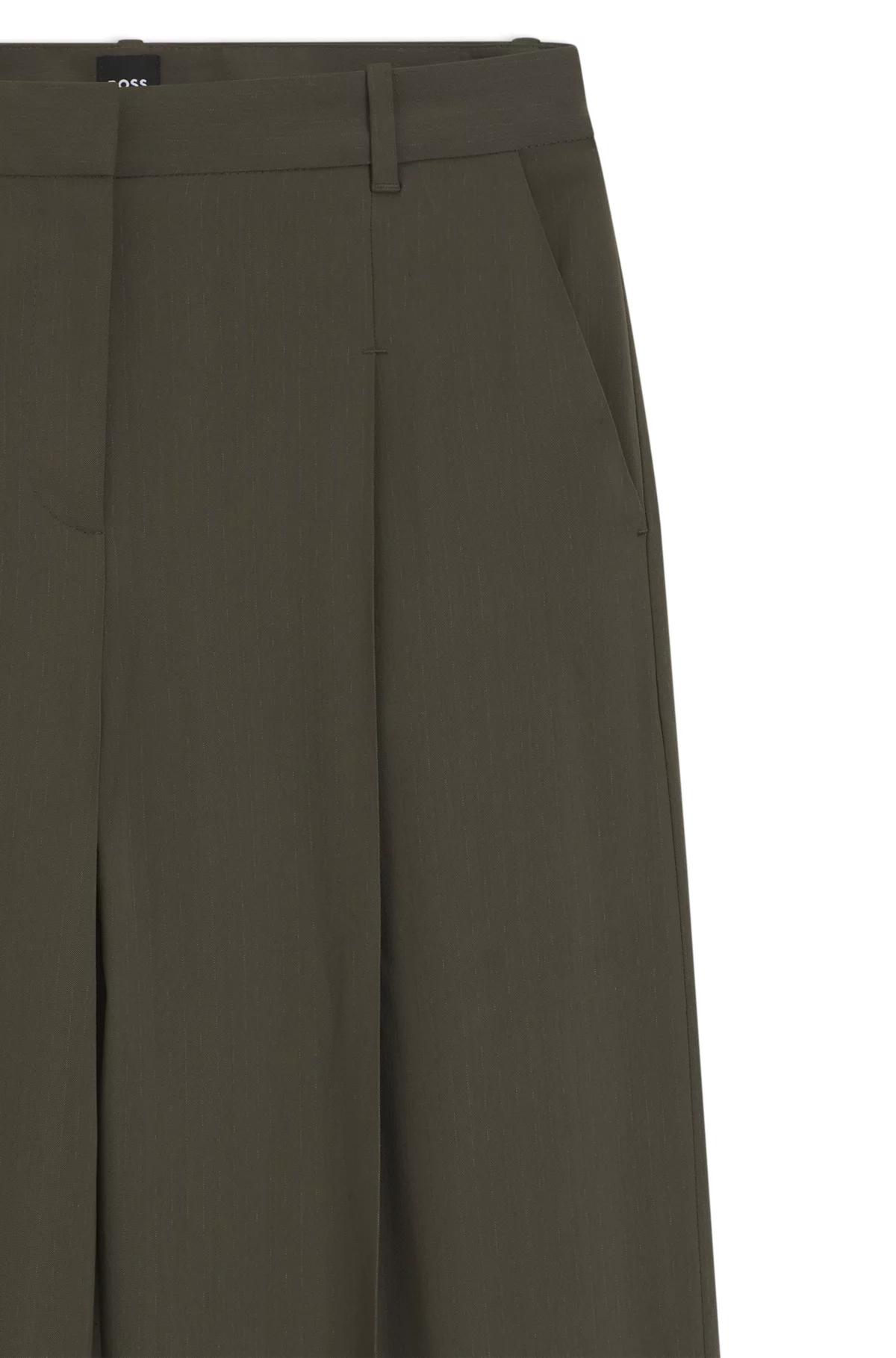 Pantalones regular fit en crepé elástico con raya diplomática, Verde