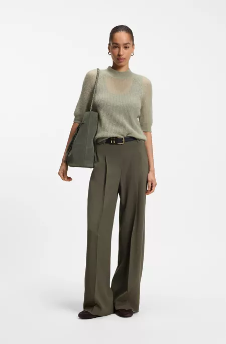 Regular-fit pants in pinstripe stretch crepe