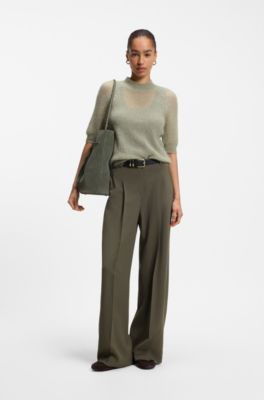 Regular-fit pants in pinstripe stretch crepe, Patterned