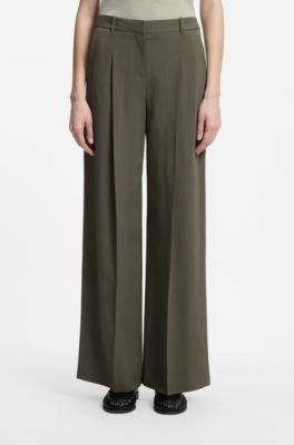 Regular-fit pants in pinstripe stretch crepe, Green