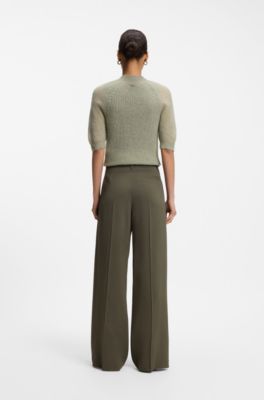 Regular-fit pants in pinstripe stretch crepe, Patterned