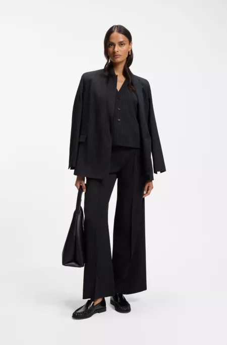Regular-fit pants in pinstripe stretch crepe