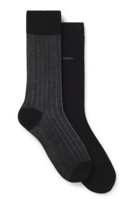 Two-pack of vanis&eacute; rib socks in a mercerized cotton blend, Black